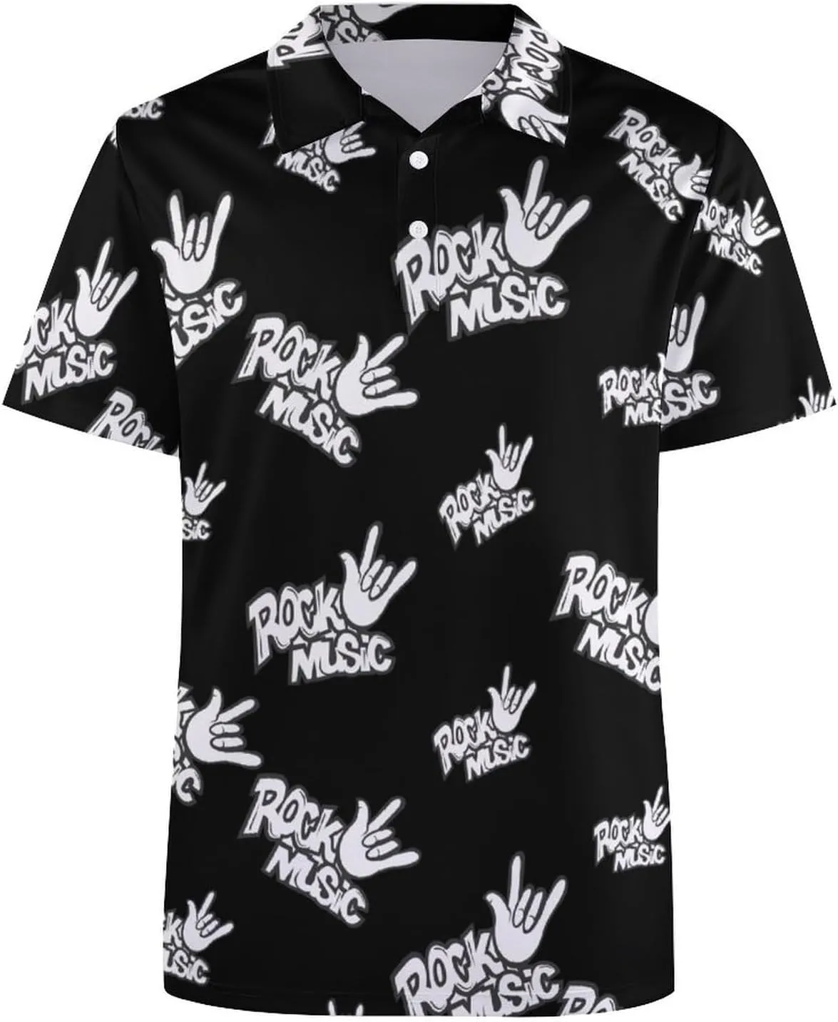 Rock Music Women's Short Sleeve Polo Shirts Quick Dry Golf Shirt Button Tops Casual Loose Tees