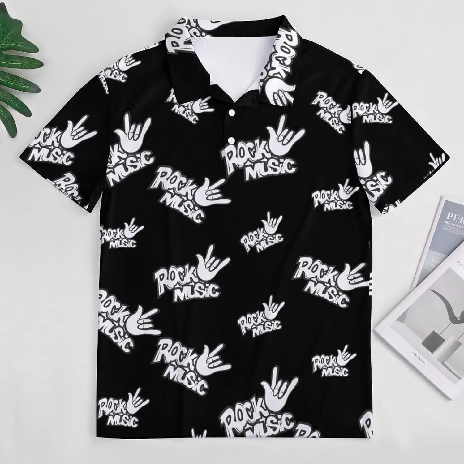 Rock Music Women's Short Sleeve Polo Shirts Quick Dry Golf Shirt Button Tops Casual Loose Tees