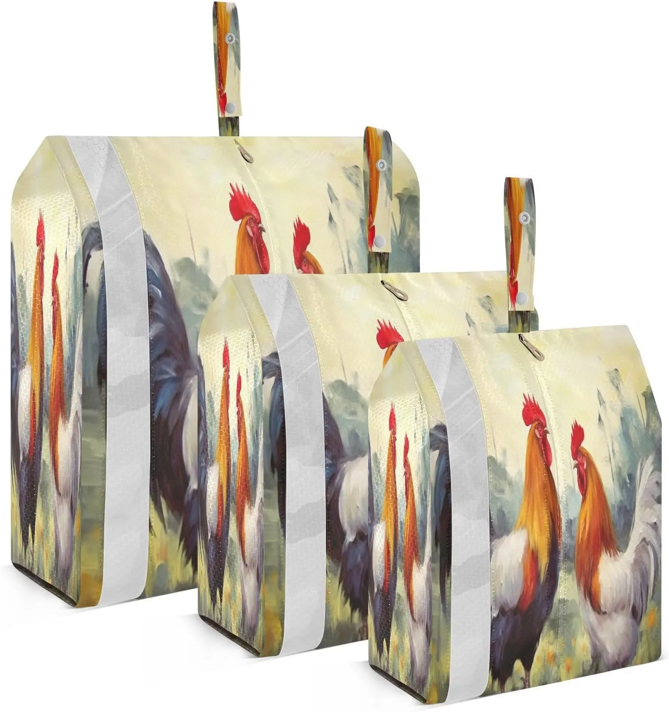 Rooster Flower Painting Packing Cubes for Travel 3 Set Compression Bag Luggage Organizer Bags for Luggage