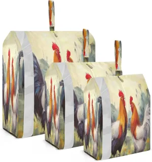 Rooster Flower Painting Packing Cubes for Travel 3 Set Compression Bag Luggage Organizer Bags for Luggage