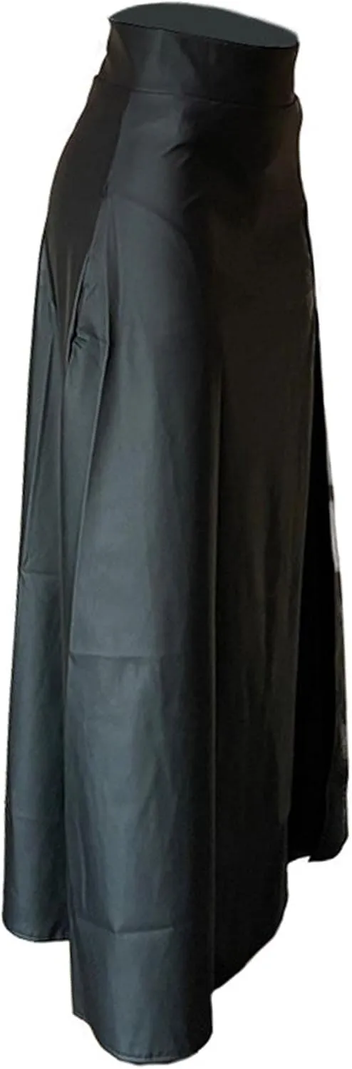 Sexyshine Women's High Waist Faux Leather Long Slit Skirt Vintage A Line High Split PU Leather Swing Flared Maxi Skirt