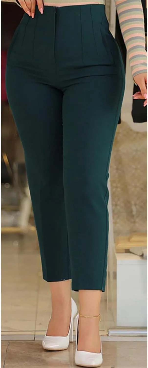 Sexyshine Women's Pleated High Waist Blazer Pants Straight Leg Loose Fit Business Work Office Lady Trousers with Pocket