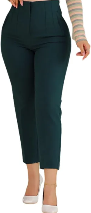 Sexyshine Women's Pleated High Waist Blazer Pants Straight Leg Loose Fit Business Work Office Lady Trousers with Pocket
