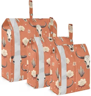 Skull Cactus Flower Orange Packing Cubes for Travel 3 Set Compression Travel Cubes Luggage Accessories for Carry On Suitcases