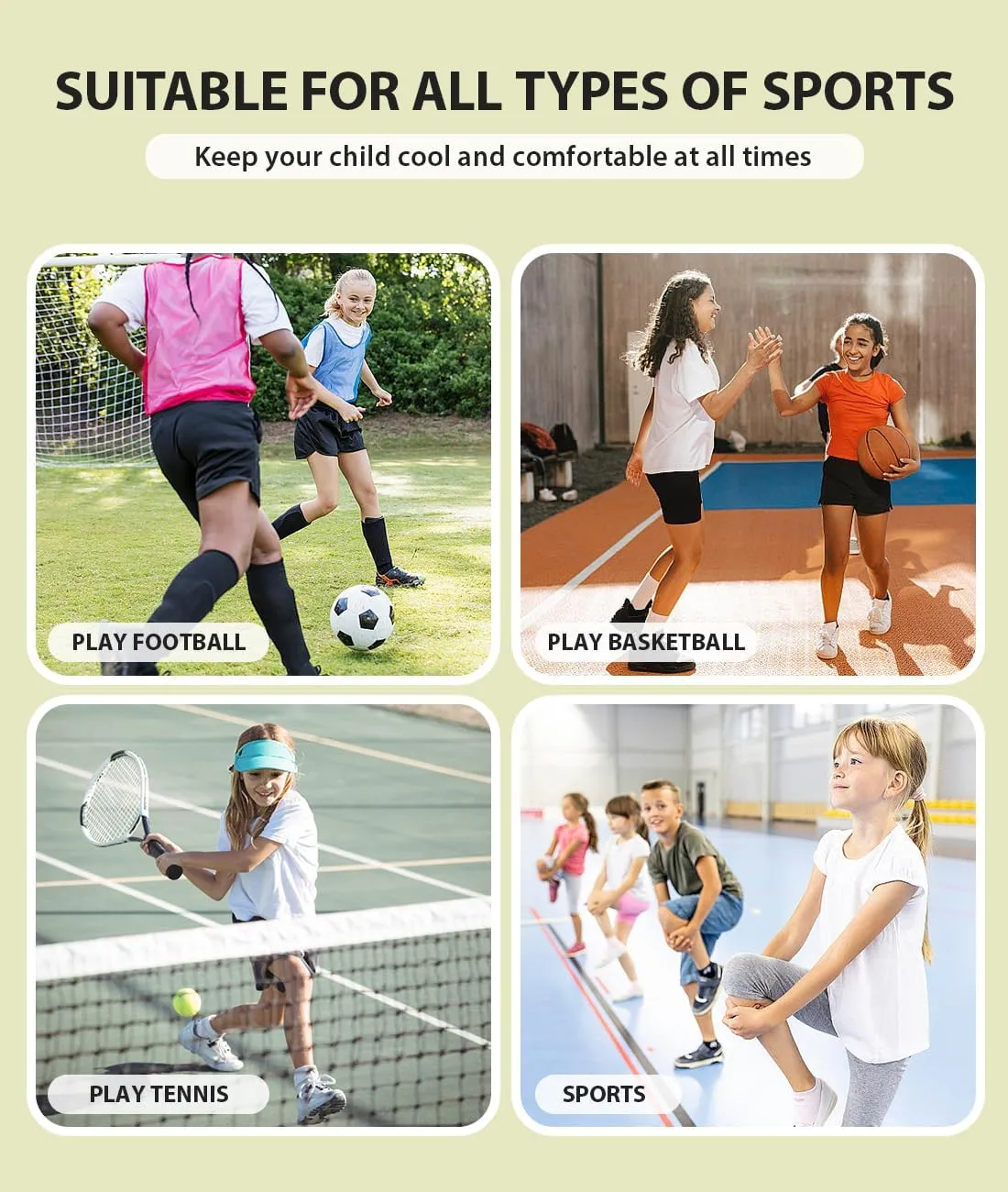 Star Vibe 5 Pack Girl's Shirts Athletic Short Sleeve Dry-Fit T-Shirts Crew Neck Active Sports Tops for Kids Teen 5-14 Years