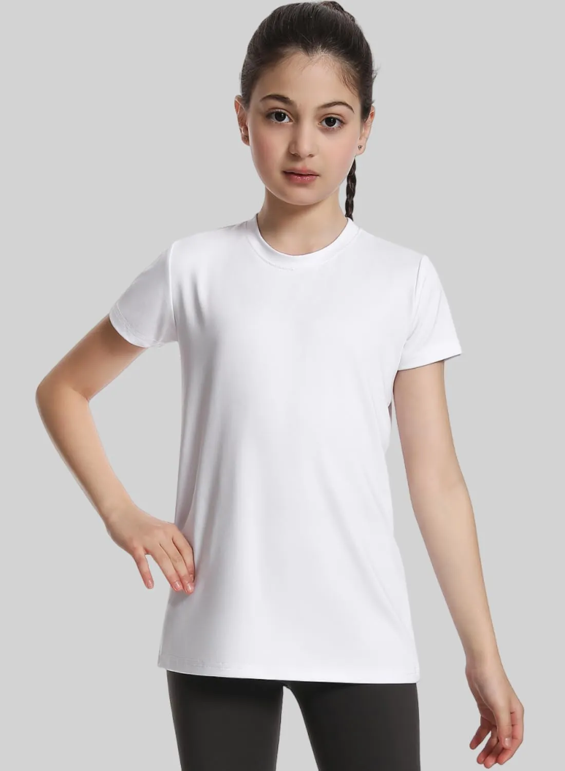 Star Vibe 5 Pack Girl's Shirts Athletic Short Sleeve Dry-Fit T-Shirts Crew Neck Active Sports Tops for Kids Teen 5-14 Years