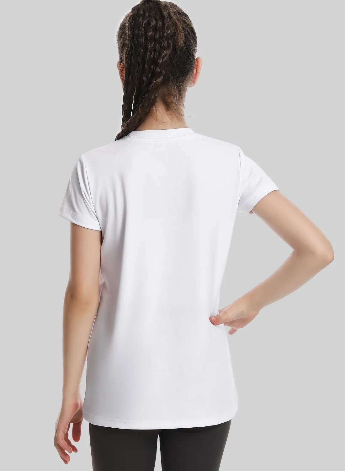 Star Vibe 5 Pack Girl's Shirts Athletic Short Sleeve Dry-Fit T-Shirts Crew Neck Active Sports Tops for Kids Teen 5-14 Years