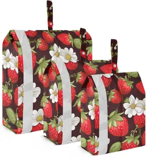 Strawberries Cartoon Flower Packing Cubes for Travel 3 Set Compression Travel Cubes Luggage Cubes for Packing