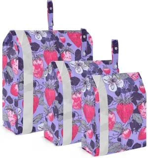 Strawberries Purple Packing Cubes for Travel 3 Set Compression Travel Cubes Luggage Bags Organizer for Woman Man