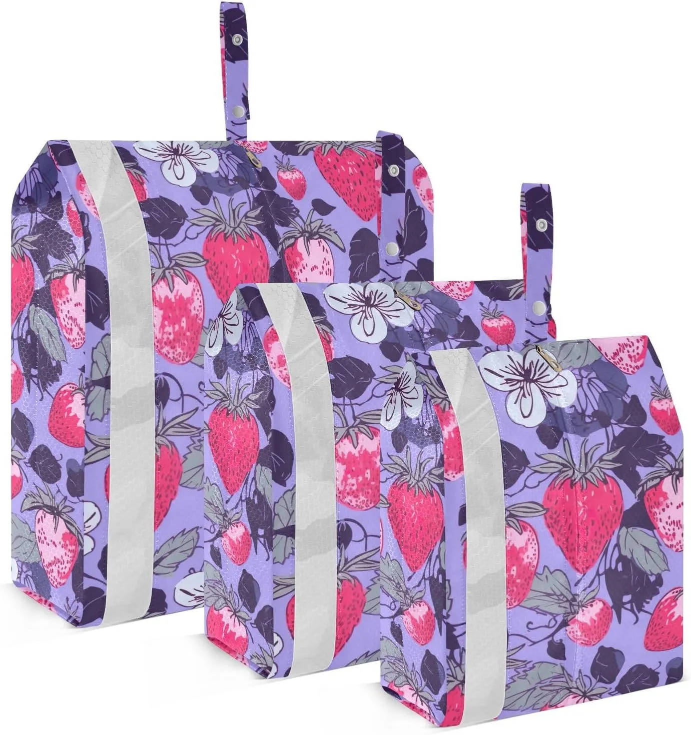 Strawberries Purple Packing Cubes for Travel 3 Set Compression Travel Cubes Luggage Bags Organizer for Woman Man