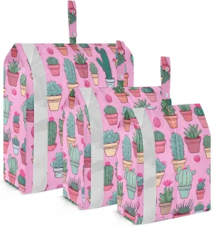 Succulents Flower Colorful Cactus Packing Cubes for Travel 3 Set Packing Essentials Suitcase Organizer for Travel Essentials