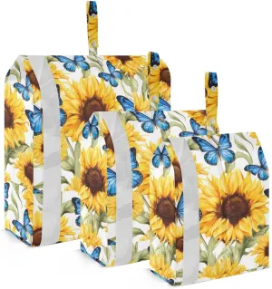 Sunflowers Blue Butterflies Flower Packing Cubes for Travel 3 Set Travel Organizer Bags Luggage Cubes for Vacation Clothes