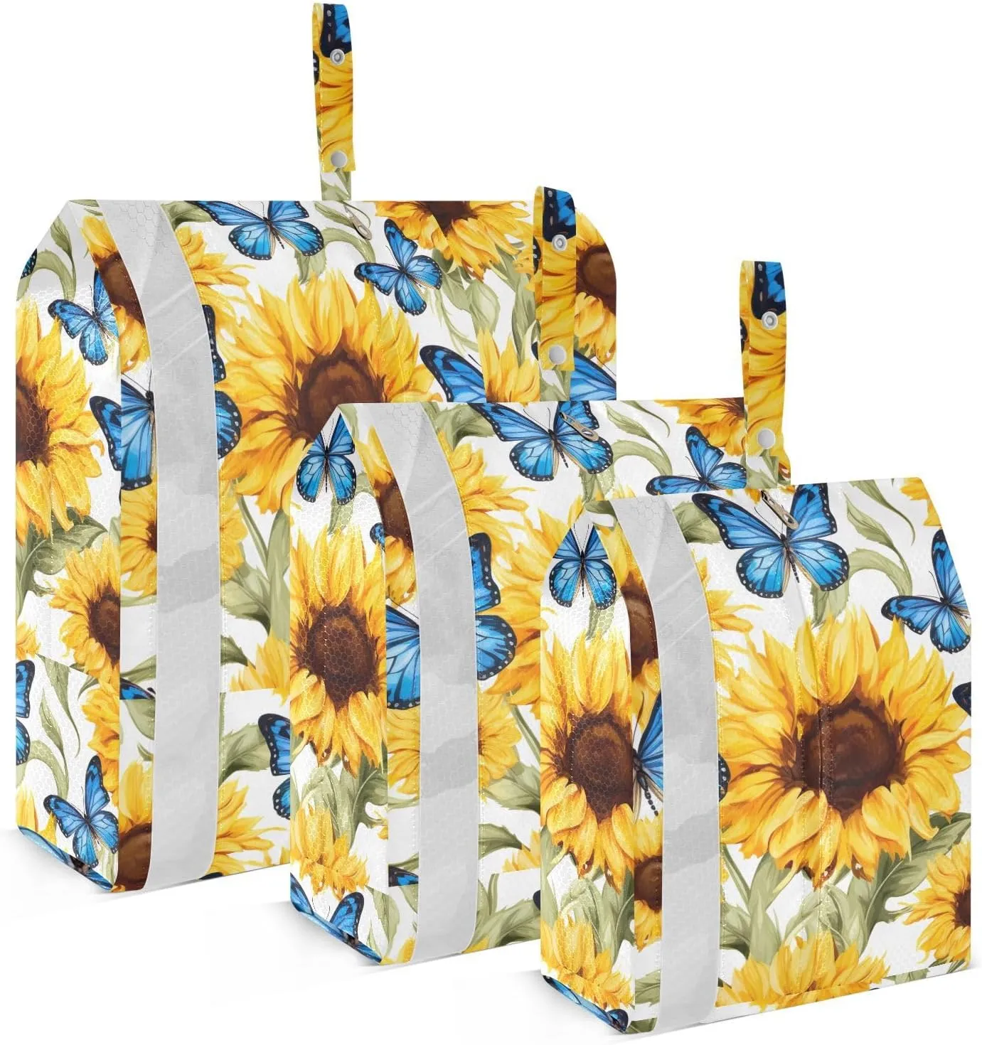 Sunflowers Blue Butterflies Flower Packing Cubes for Travel 3 Set Travel Organizer Bags Luggage Cubes for Vacation Clothes