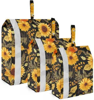 Sunflowers Leaves Black Packing Cubes for Travel 3 Set Packing Travel Organizer Cubes Luggage Bags Organizer for Luggage