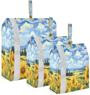 Sunflowers Sky Oil Painting Packing Cubes for Travel 3 Set Compression Bags Suitcase Organizer for Carry On