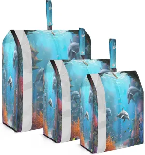Sunlight Ocean Dolphins Packing Cubes for Travel 3 Set Compression Packing Cube Luggage Cubes for Packing