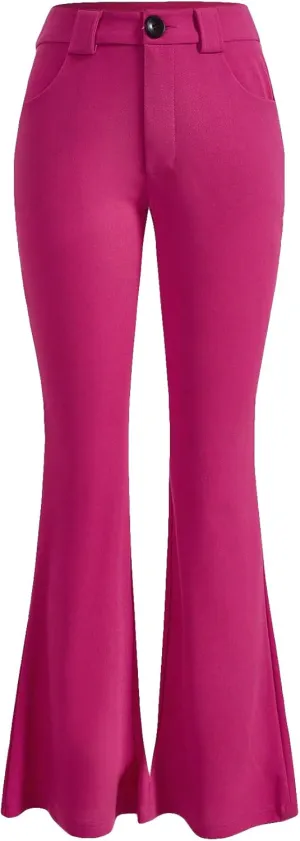 SweatyRocks Women's Casual High Waist Flare Leg Bell Bottom Pants Work Office Trousers
