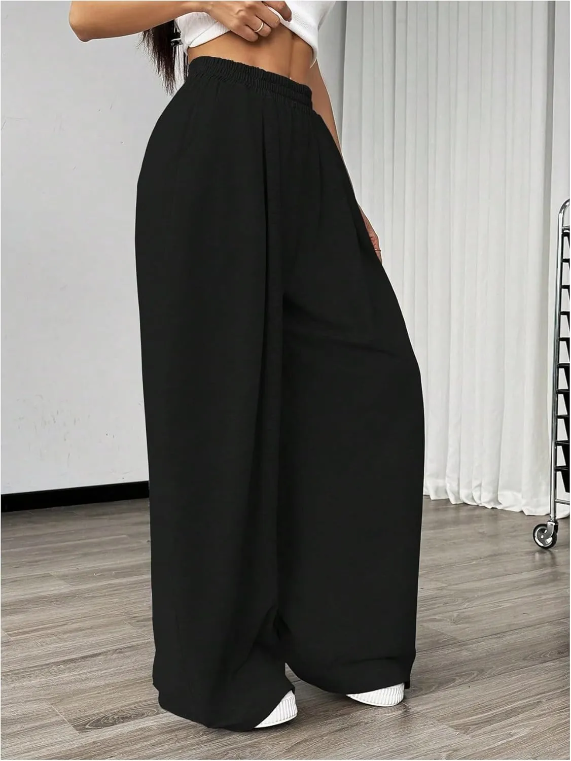 SweatyRocks Women's Wide Leg Pants Elastic High Waist Loose Athletic Sweatpants with Pockets