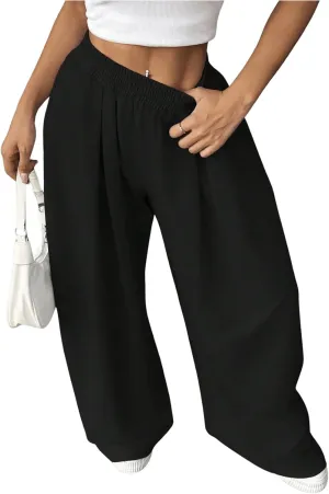 SweatyRocks Women's Wide Leg Pants Elastic High Waist Loose Athletic Sweatpants with Pockets