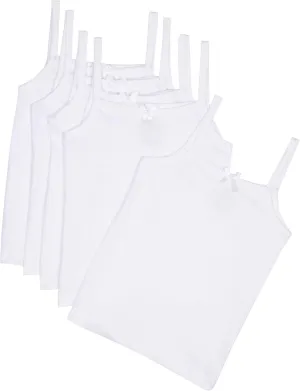 Tahari Girl's Basic Cami Everyday Undershirt 5-Pack, White
