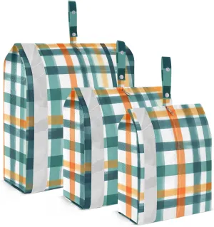 Teal Yellow Plaid Packing Cubes for Travel 3 Set Large Packing Cubes Luggage Bags Organizer for Travel
