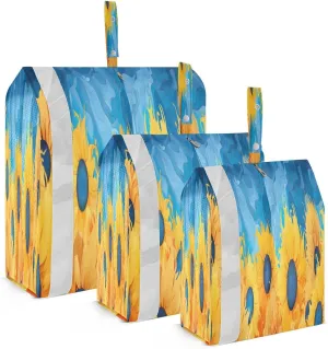 Teal Yellow Sunflower Flower Packing Cubes for Travel 3 Set Compression Packing Bags Suitcase Organizer Bags Set for Travel