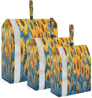 Teal Yellow Sunflowers Flowers Packing Cubes for Travel 3 Set Travel Packing Cubes Luggage Packing Organizers for Travel Accessories