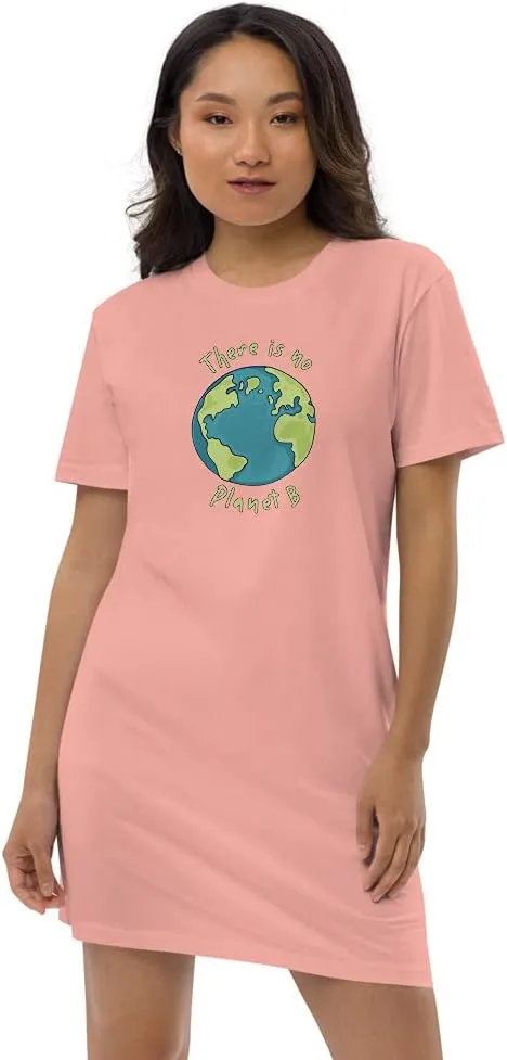 There is no Planet B Lettering Quote Green Text Eco Habits of The Earth Organic Cotton t-Shirt Dress