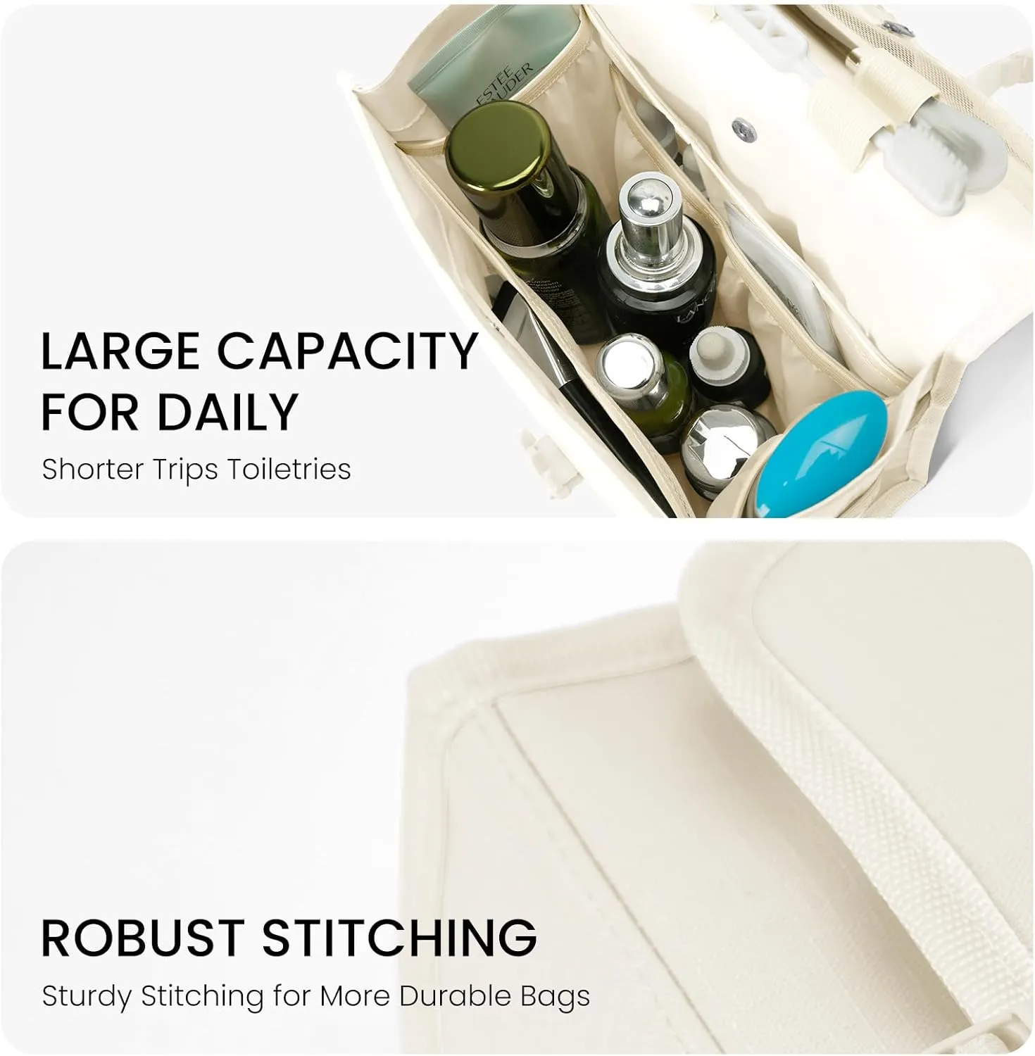 Travel Toiletry Bag for Women with Collapsible Hanging Hook, Portable Water-resistant Makeup Cosmetic Bag Organizer with Handle for Bathroom, Travel, Shorter Trips, Gym, Camping, Gifts for Women