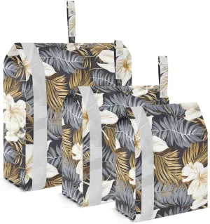 Tropical Leaf Golden Flowers Packing Cubes for Travel 3 Set Packing Cubes Compression Luggage Accessories for Carry On
