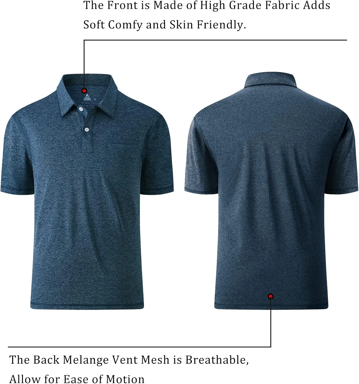 V VALANCH Men's Polo Shirts Sport Casual Short Sleeve Golf Polo Moisture Wicking Collared Tennis T-Shirt