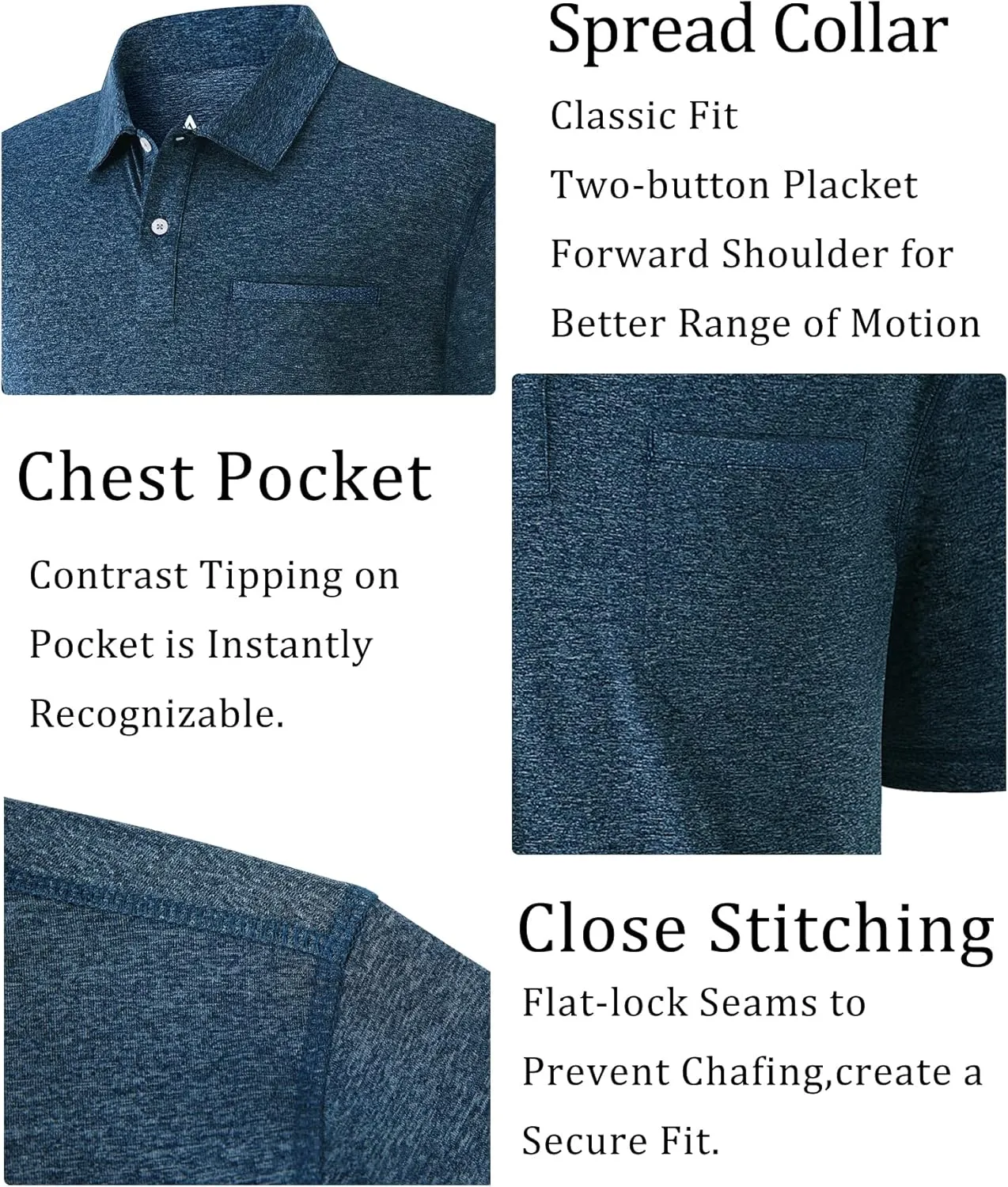 V VALANCH Men's Polo Shirts Sport Casual Short Sleeve Golf Polo Moisture Wicking Collared Tennis T-Shirt