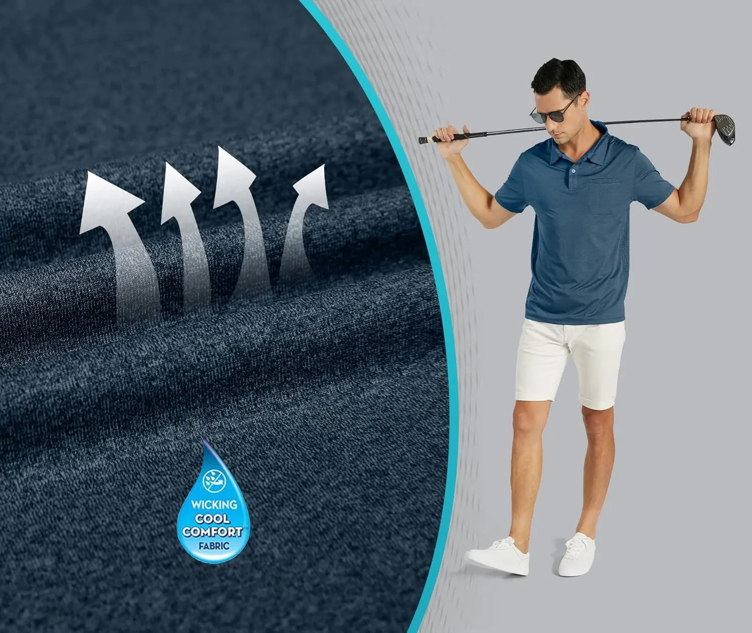 V VALANCH Men's Polo Shirts Sport Casual Short Sleeve Golf Polo Moisture Wicking Collared Tennis T-Shirt