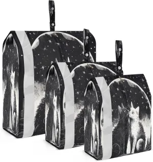 Valentines Day Cat Black Packing Cubes for Travel 3 Set Compression Packing Bags Luggage Organizers for Travel Essentials