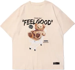 Vamtac Oversized Tshirts for Men Graphic Y2K Casual Summer Tops Teddy Bear Vintage Short Sleeve