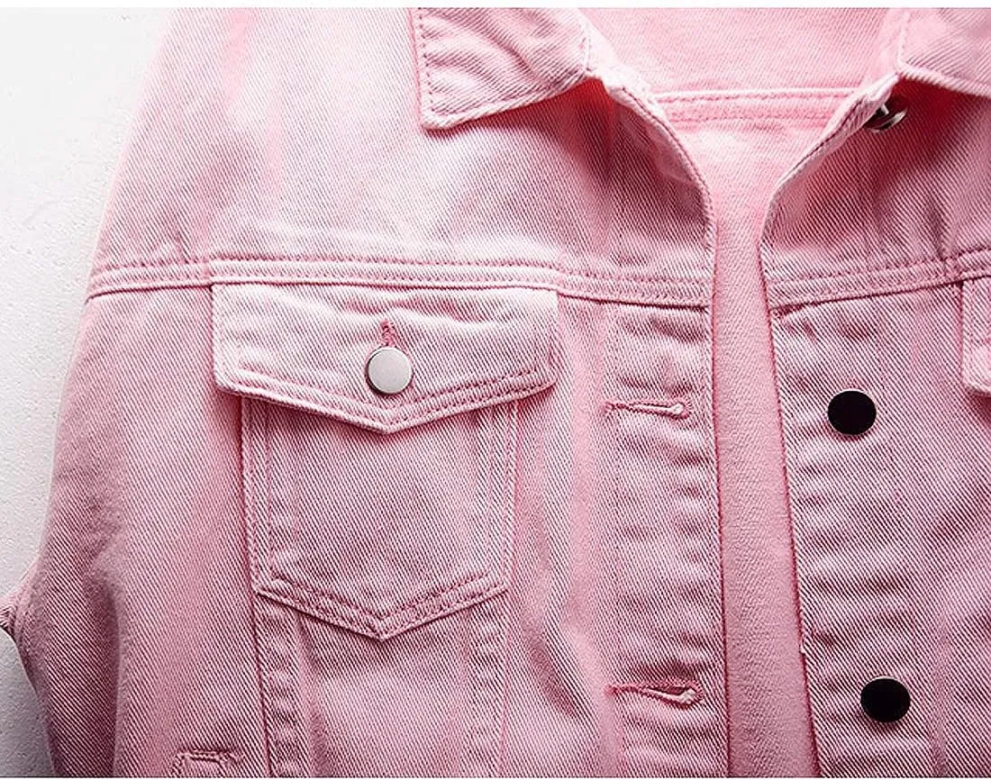 VIEWON Women's Casual Denim Cotton Button Down Long Sleeve Lapel Loose Jacket Coat