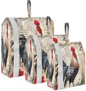 Vintage Watercolor Rooster Hen Packing Cubes for Travel 3 Set Compression Packing Cubes Suitcase Organizer Bags for Travel