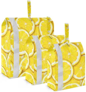 Vintage Yellow Lemons Leaves Packing Cubes for Travel 3 Set Travel Compression Bags Suitcase Organizer for Travel Essentials