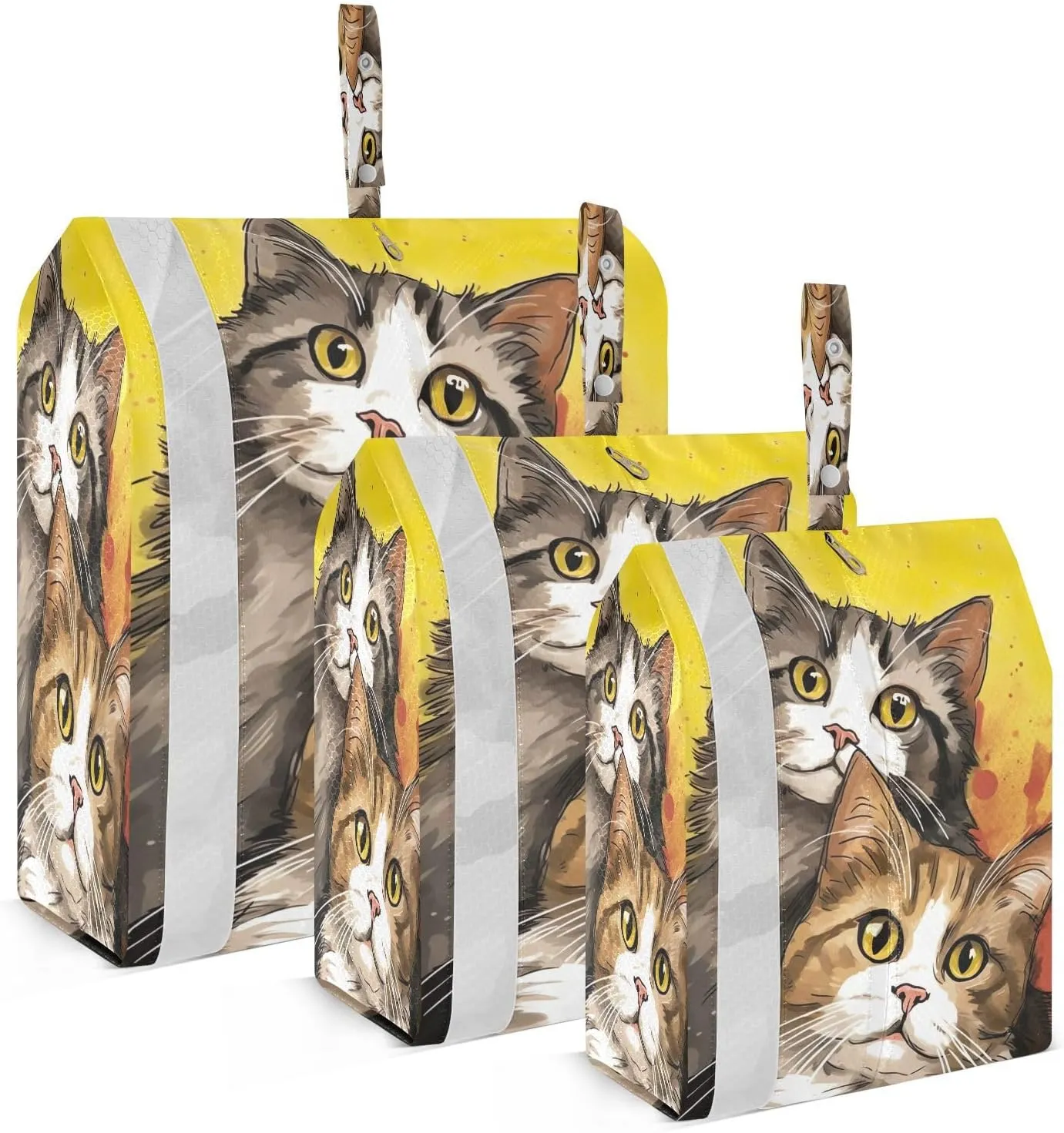 Watercolor Cat Packing Cubes for Travel 3 Set Compressible Packing Cubes Luggage Bags Organizer for Travel Essentials
