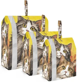 Watercolor Cat Packing Cubes for Travel 3 Set Compressible Packing Cubes Luggage Bags Organizer for Travel Essentials