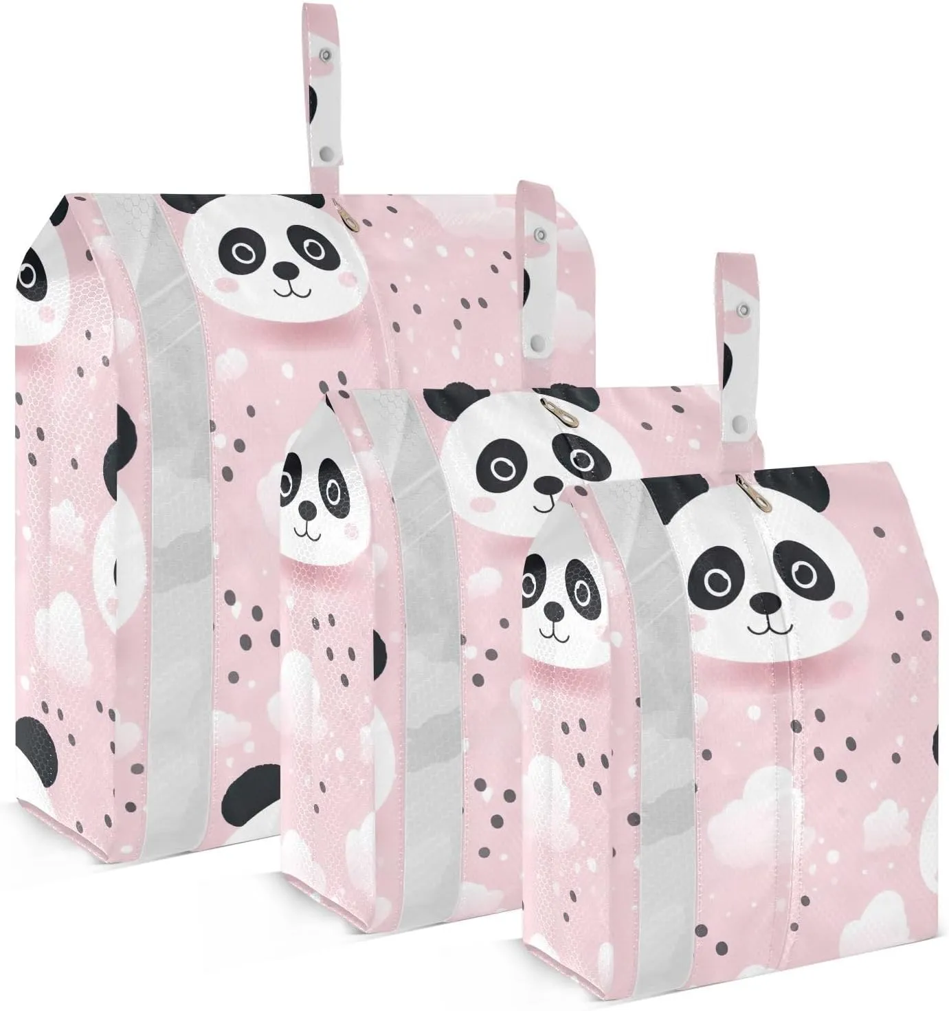 Watercolor Cute Panda Pink Packing Cubes for Travel 3 Set Compression Cubes Luggage Organizers for Suitcase