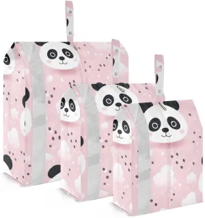 Watercolor Cute Panda Pink Packing Cubes for Travel 3 Set Compression Cubes Luggage Organizers for Suitcase
