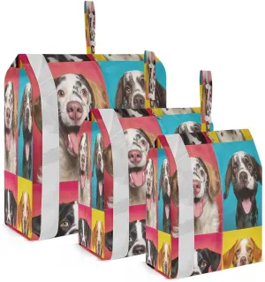 Watercolor Cute Smiling Dogs Packing Cubes for Travel 3 Set Travel Compression Bags Luggage Cubes for Suitcases