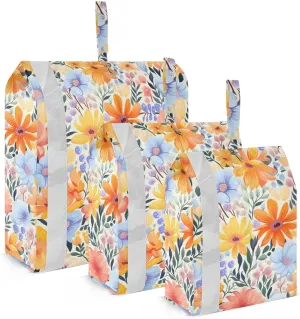 Watercolor Floral Leaves Flowers Packing Cubes for Travel 3 Set Compressible Packing Cubes Luggage Organizer Bags for Carry On
