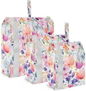 Watercolor Flowers Beautiful Packing Cubes for Travel 3 Set Packing Bags Luggage Packing Organizers for Travel