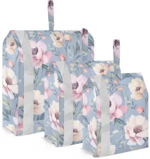Watercolor Flowers Blue Packing Cubes for Travel 3 Set Travel Packing Cubes Luggage Cubes for Woman Man