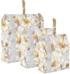Watercolor Flowers Gold Packing Cubes for Travel 3 Set Travel Packing Cubes Suitcase Organizer Bags Set for Carry On Suitcases