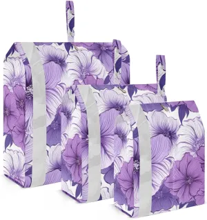 Watercolor Flowers Purple White Packing Cubes for Travel 3 Set Packing Essentials Luggage Bags for Luggage