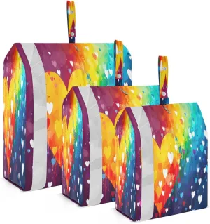 Watercolor Hearts Rainbow Packing Cubes for Travel 3 Set Packing Essentials Luggage Packing Organizers for Travel Compression
