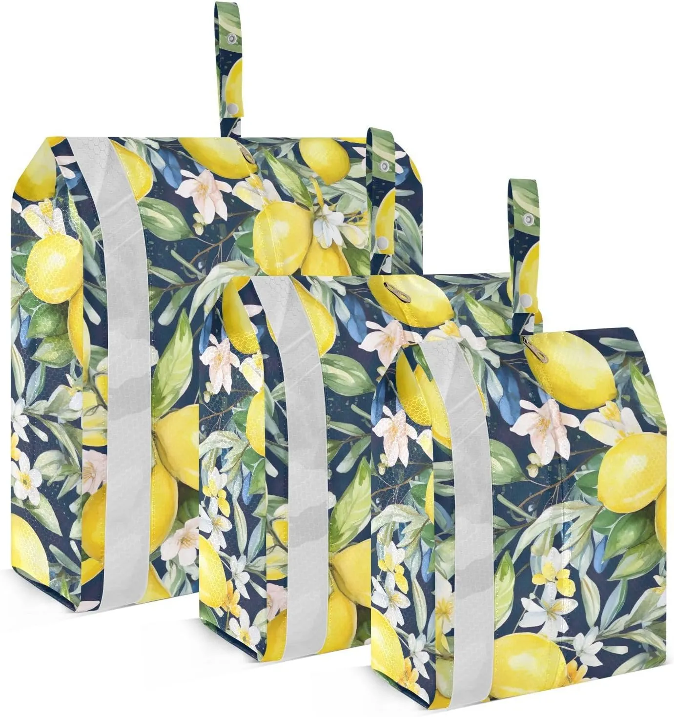 Watercolor Lemons Green Leaves Packing Cubes for Travel 3 Set Large Packing Cubes Luggage Bags for Travel Essentials